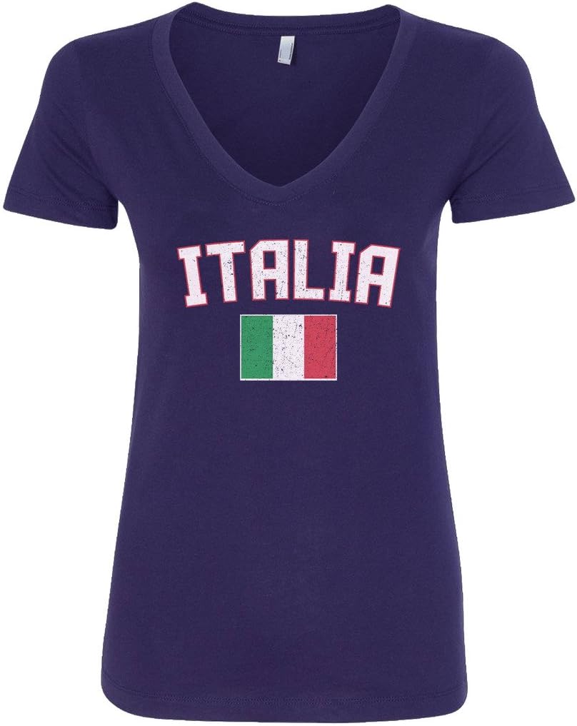 Threadrock Women's Italia Flag V-Neck T-Shirt