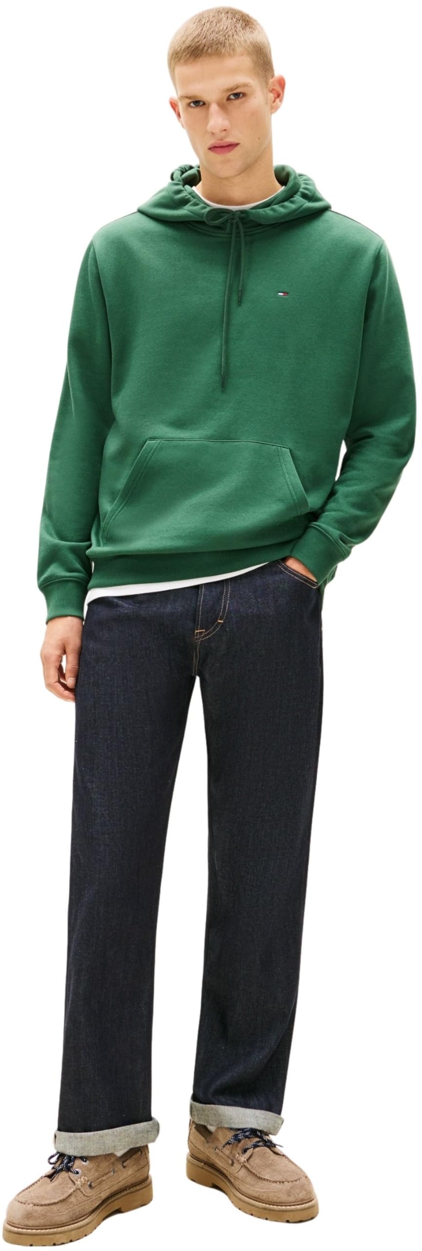 Tommy Jeans Uomo Felpa Regular Fit Flag Fleece con Cappuccio