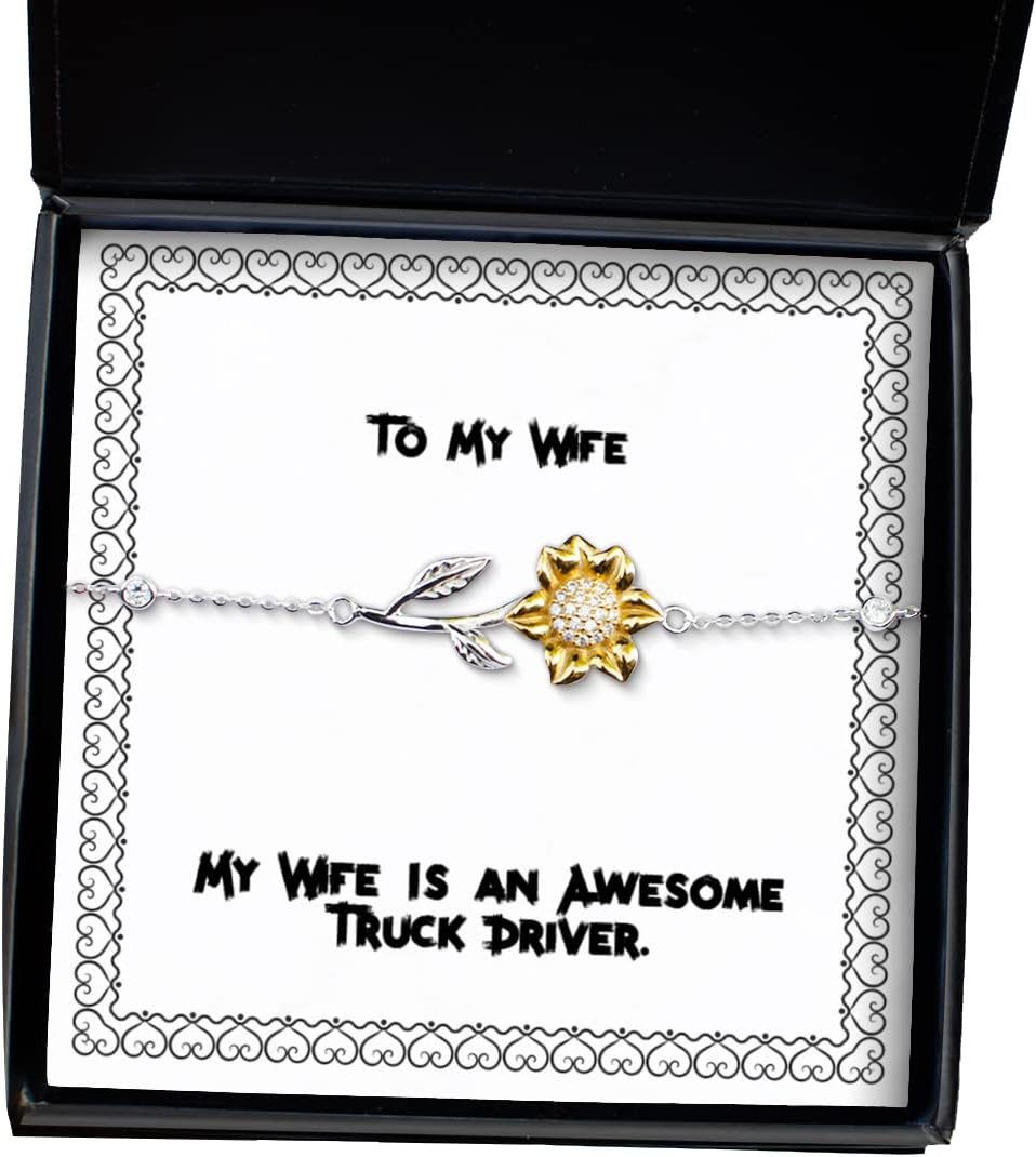 My Wife is an Awesome Truck Driver. Sunflower Bracelet, Wife Jewelry, Sarcastic for Wife