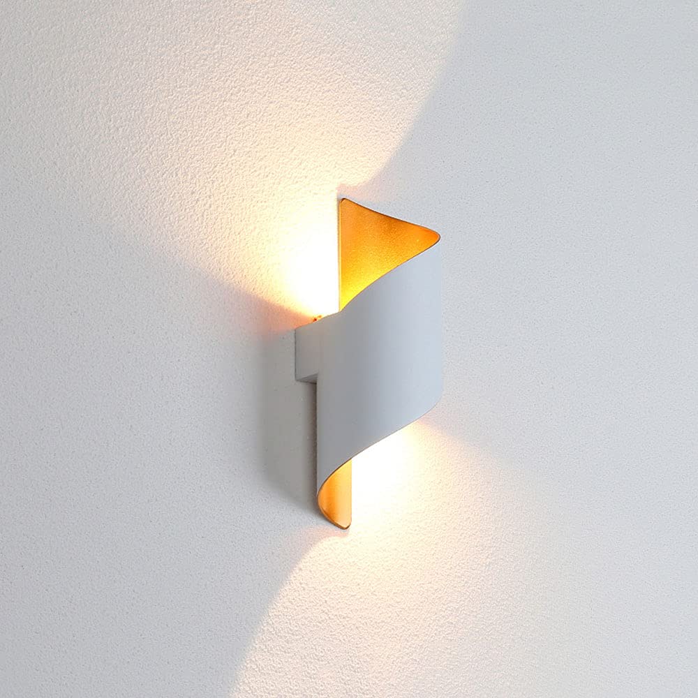 SXSCARKX Modern Minimalist Outdoor Wall Lamp Spiral Cylindrical Creativity Light 3000K Shines Up and Down Sconce Waterproof Rustproof Aluminum Lantern