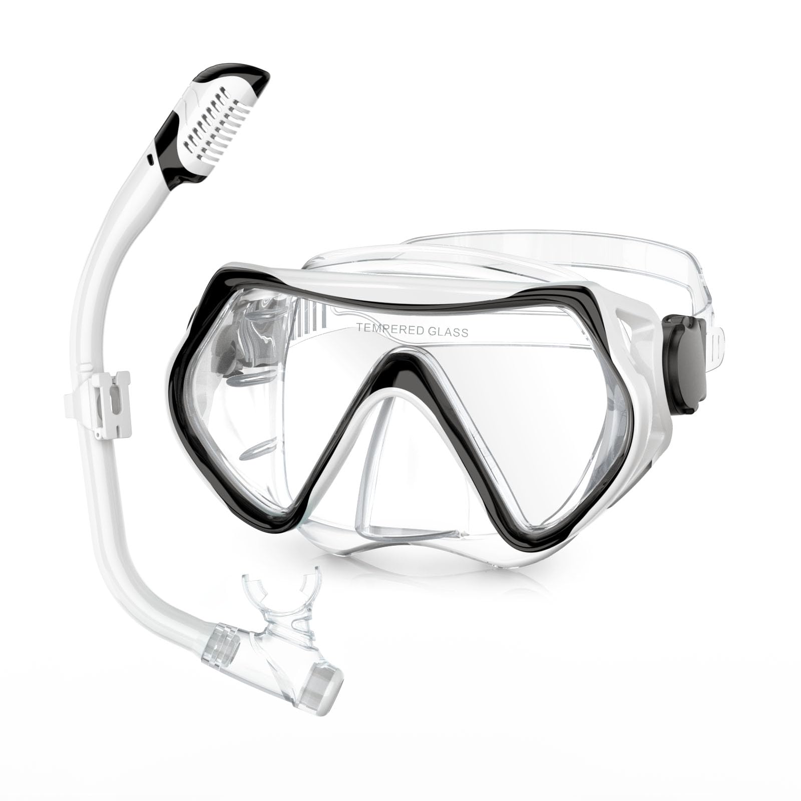 MELUMILU Kids Snorkel Set, Dry Snorkel Set 180° Panoramic Wide View Anti-Fog Scuba Diving Mask, for Kids Youth Boys Girls Junior Age 5-15 (White)
