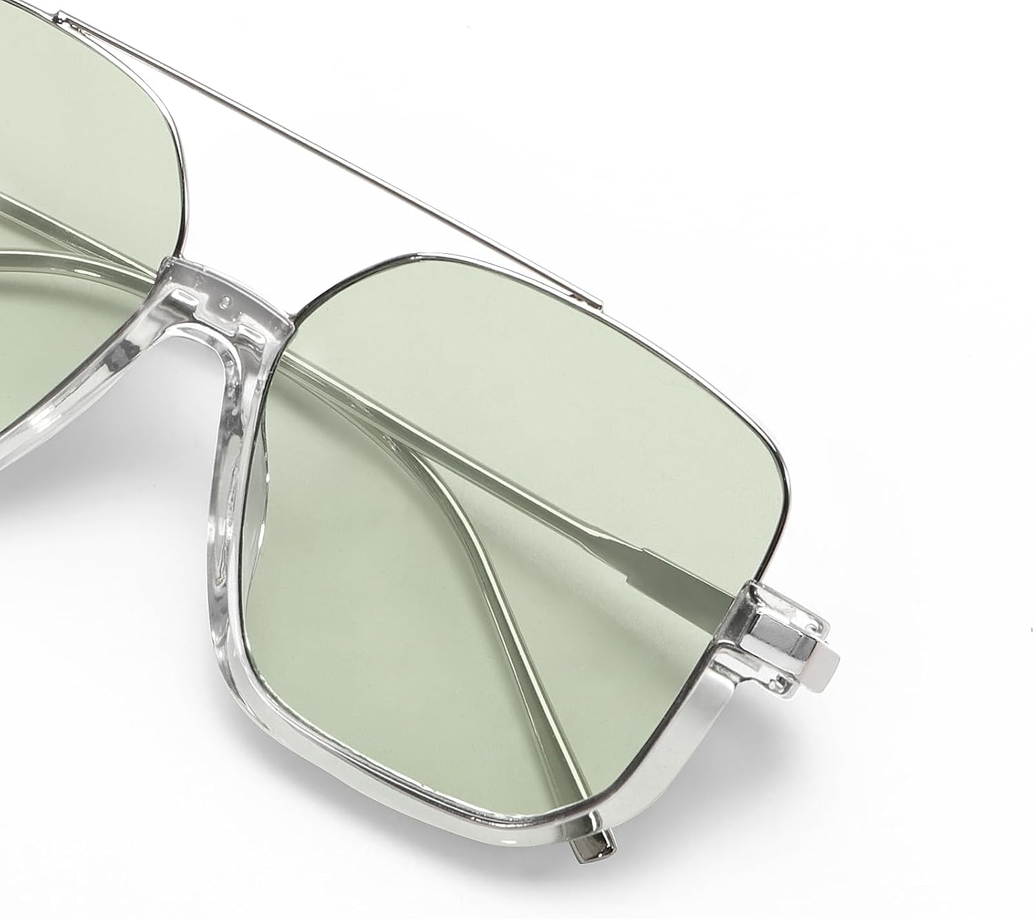GUVIVI Square Oversized Aviator Sunglasses for Women Men 70s Semi-Frame image 3