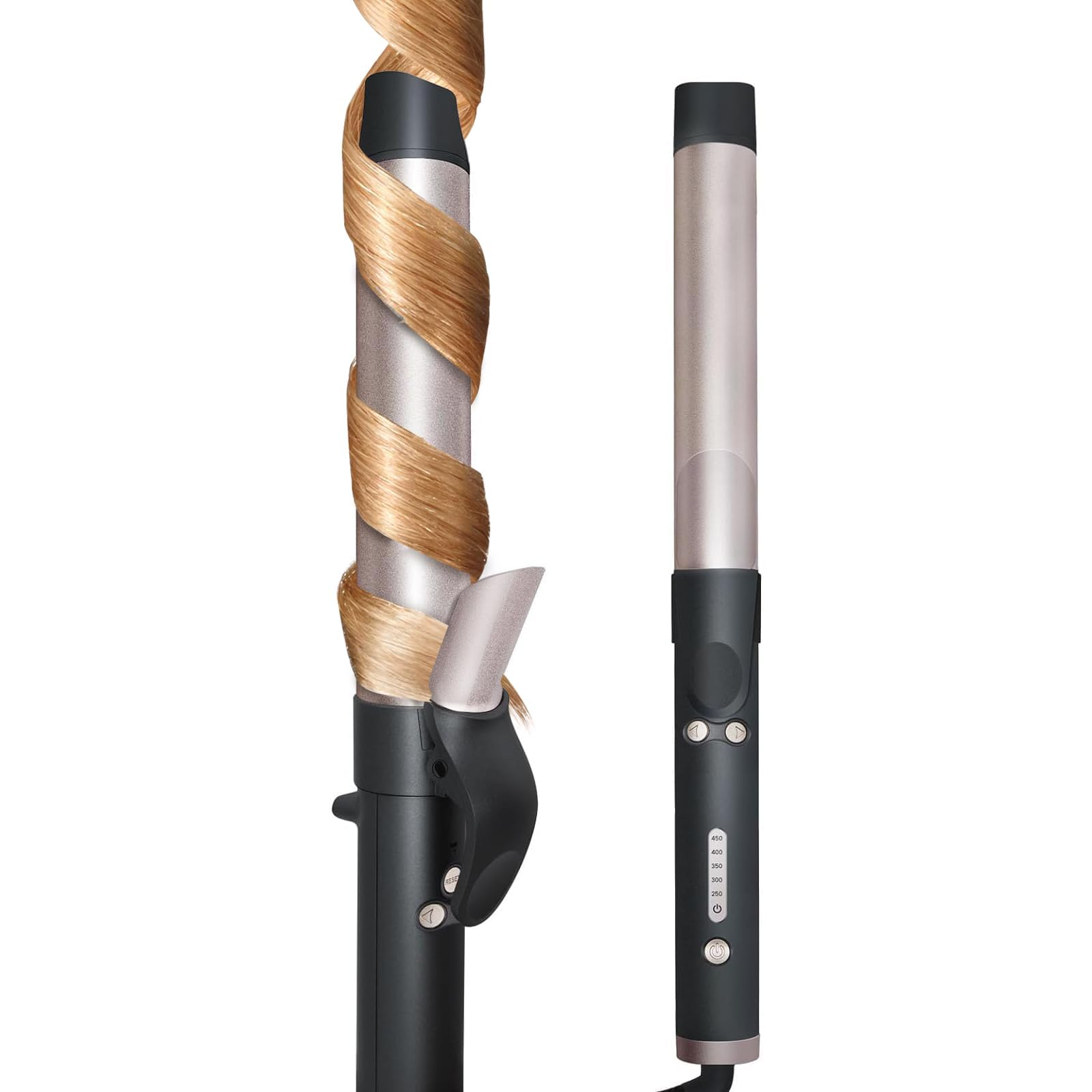 MQUPIN Rotating Curling Iron 1 1 4 inch Professional Automatic Wave Hair Curling Wand for Women Dual Ceramic