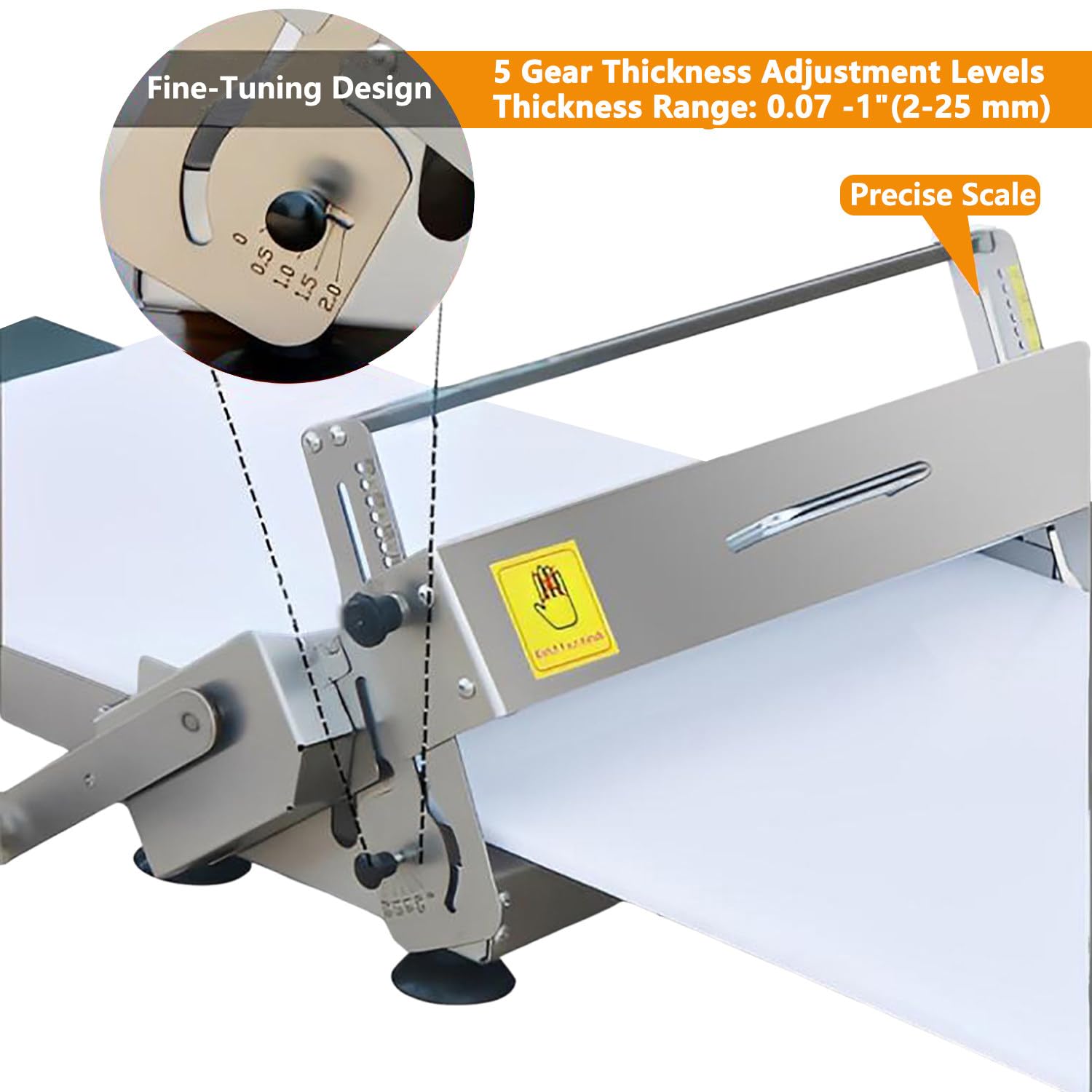 Laminadora de Masa Manual Plegable de Acero Inoxidable 304, Prensa de Masa con Espesor Ajustable 2–25 mm, Sobadora para Panadería y Cocina Doméstica Small