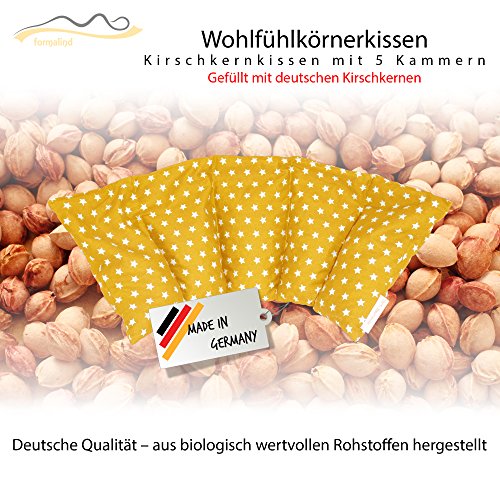 Cojín de huesos de cereza / Almohada relajante para el tratamiento térmico  Almohada para calentar en microondas (Resistente al calor) // 5 divisiones //disponible en 18 colores (amarillo)