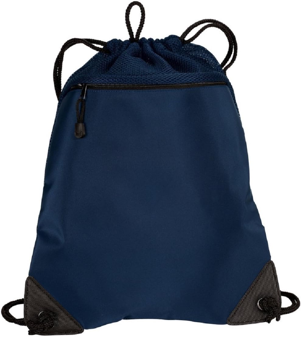 Fully Breathable Drawstring Bag/Backpack/Cinch Bag with Mesh Back (Navy)