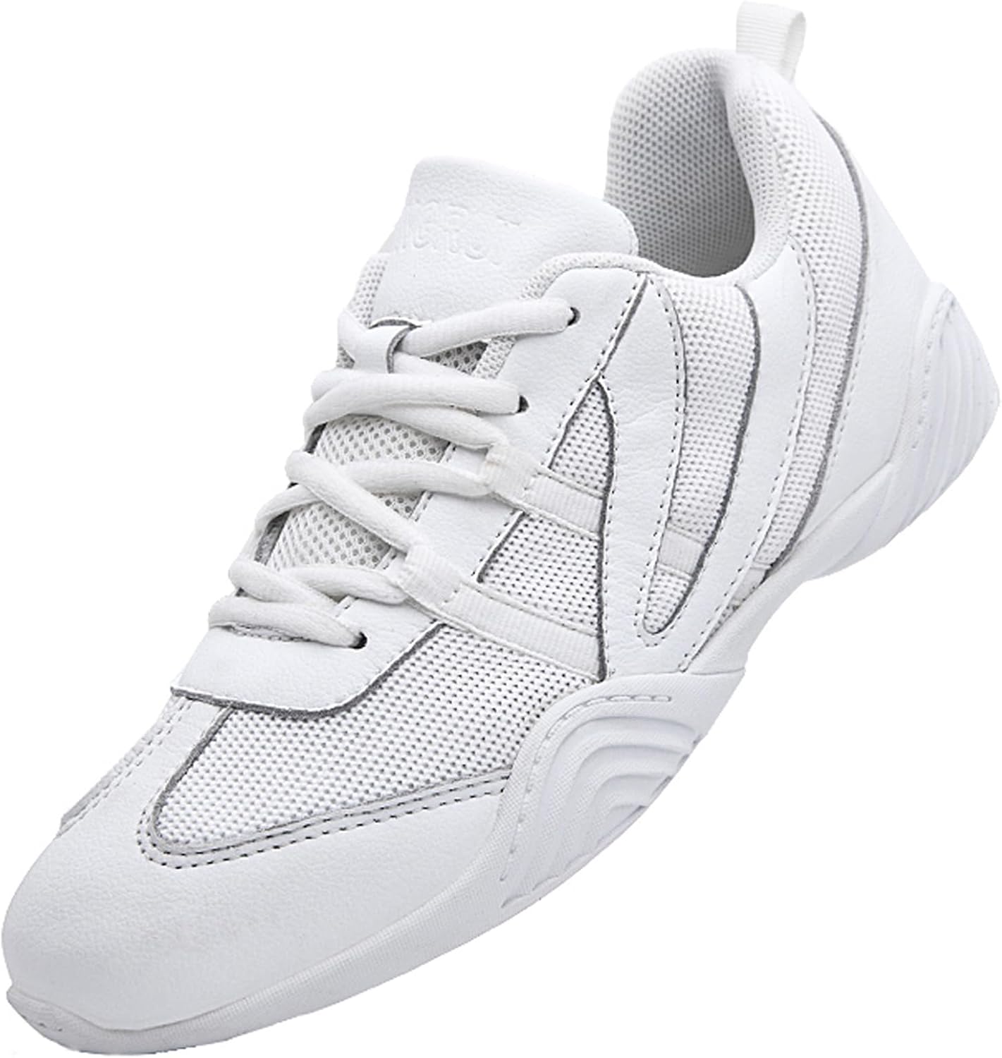 WUIWUIYU Boys Girls White Cheer Shoes Lace Up School Cheerleading Competition Dance Sports Sneakers Shoe