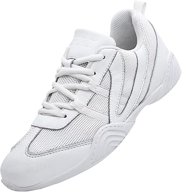 WUIWUIYU Boys Girls White Cheer Shoes Lace Up School Cheerleading Competition Dance Sports Sneakers Shoe