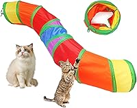 SUSWIM S-Shape Collapsible Cat Tunnel for Indoor Cats - Large Rainbow Maze Toy, Foldable Fun Exercise