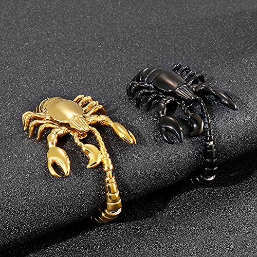 Rock Men Women 18K Gold Stainless Steel Scorpion Bracelet Black Bike Biker Animal Cuff Bangle Wrist Jewelry Silver Polished2