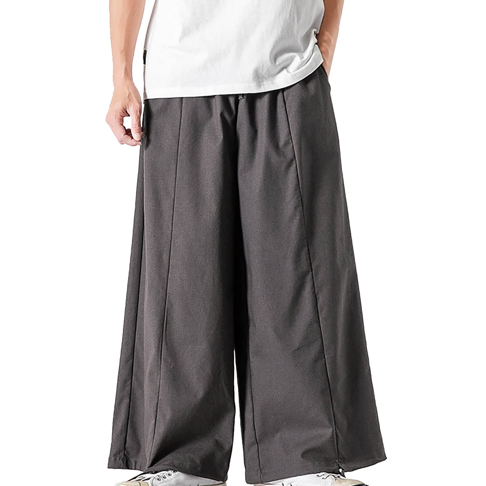 Herren Leinen Hose Sommerhosen Einfarbige Freizeithosen Männer Leinenhose weiten Beinen Jogginghosen Sommer Herrenhose Bequem Funktionshosen mit Kordelzug leichte Sporthosen für Outdoor
