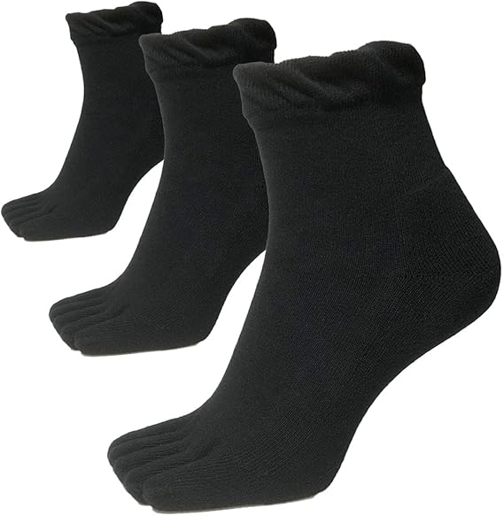 Amazon Co Jp アスカ 5本指ソックス ゆったり 綿100 厚底パイル レディース 五本指靴下 23 25cm 黒 3足 ファッション