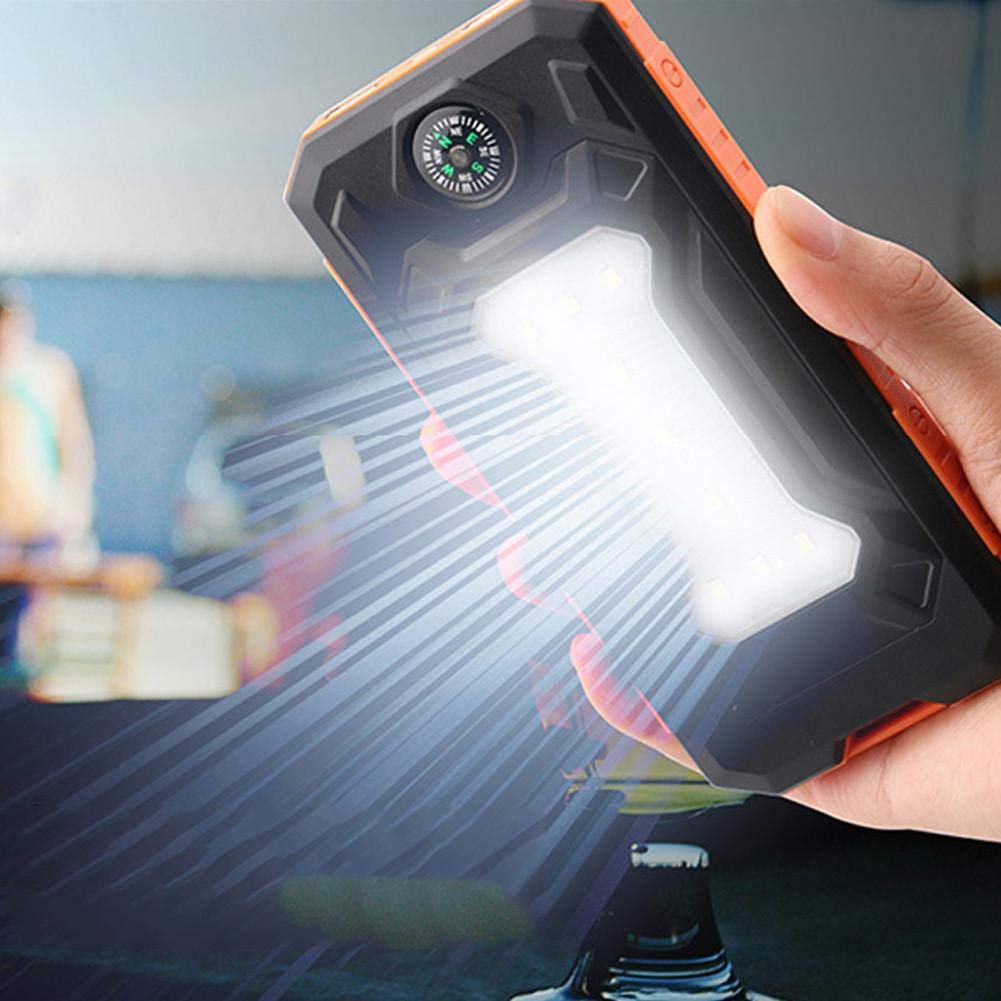 Power Bank Solaire 20000mAh Avec Lampe Batterie Externe pour Camping