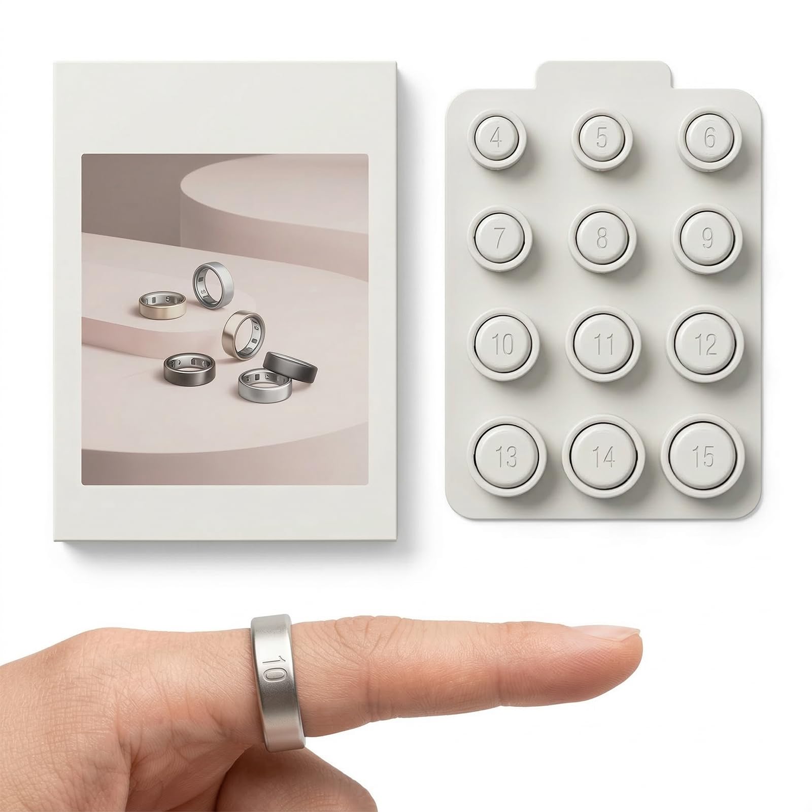 Oura Ring 4 Smart Ring Sizing Kit Sizes 4-15 White