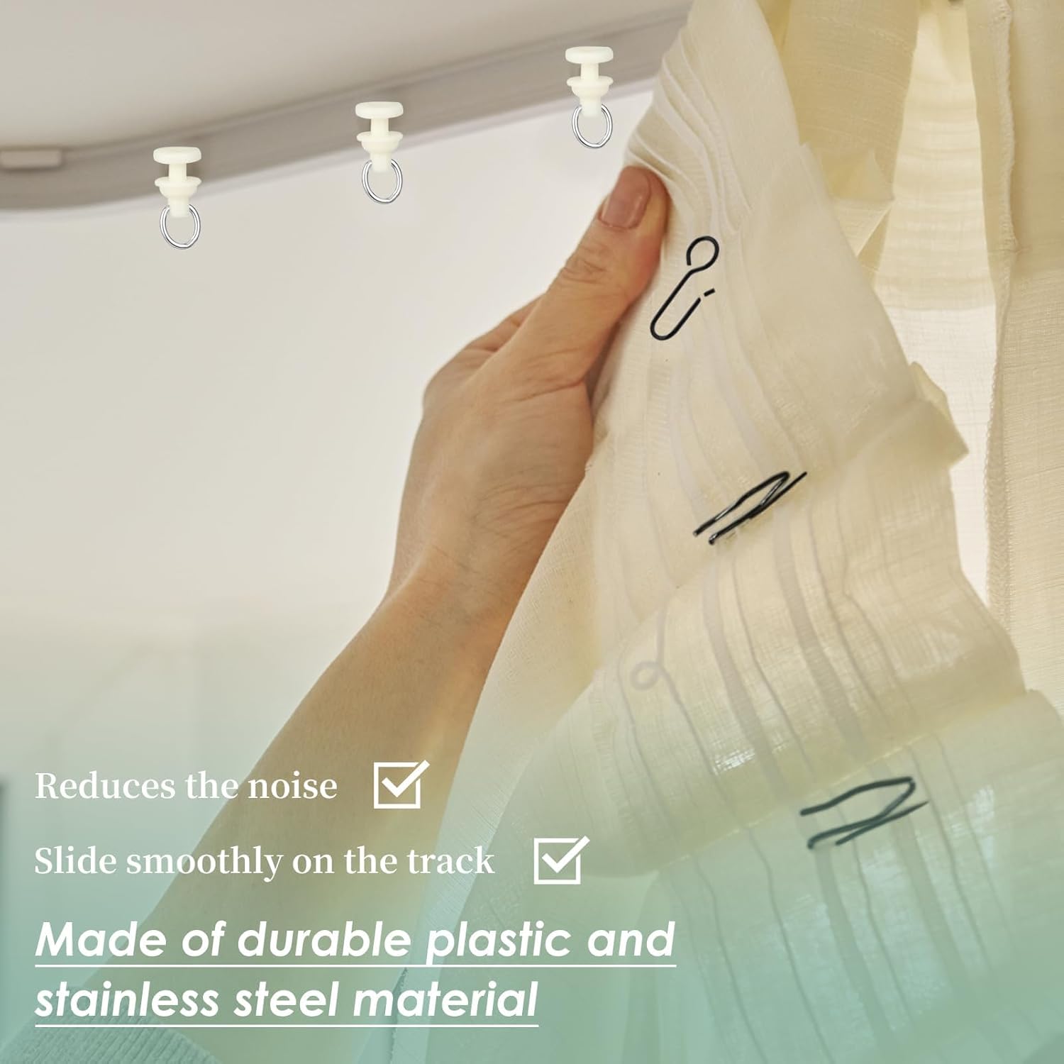Step-by-step installation guide for Yenblow curtain hooks and gliders