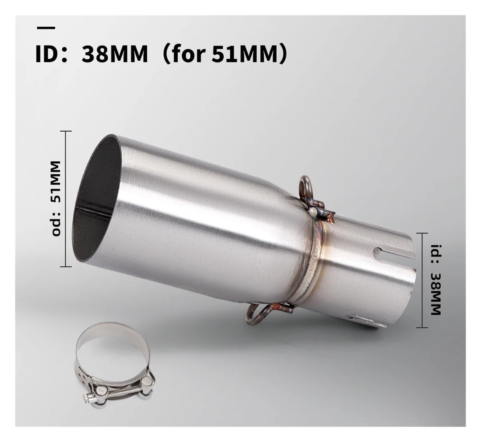 Silenziatore tubi scarico Tubo Di Scarico Modificato Per Moto, Adatto Per Adattatore Da 28-45 Mm, Tubo Di Collegamento Centrale Da 51 Mm, Marmitte Di Scarico Per Moto.