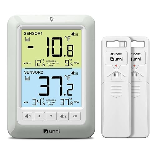 Refrigerator Thermometer with Alarm, Digital Wireless Fridge and Freezer Thermometer,