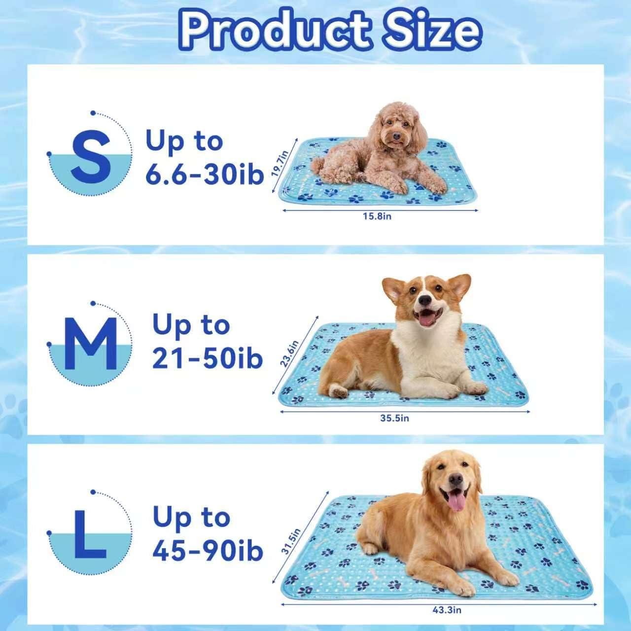 Pet Cooling Gel Pad with Patent Technology, 36in Dog Cooling Mat for Summer, Self Cooling Mat for Large/Medium/Small Dogs, Non-Slip Waterproof Durable Mat for Dog Beds, Car, Indoor & Outdoor Use