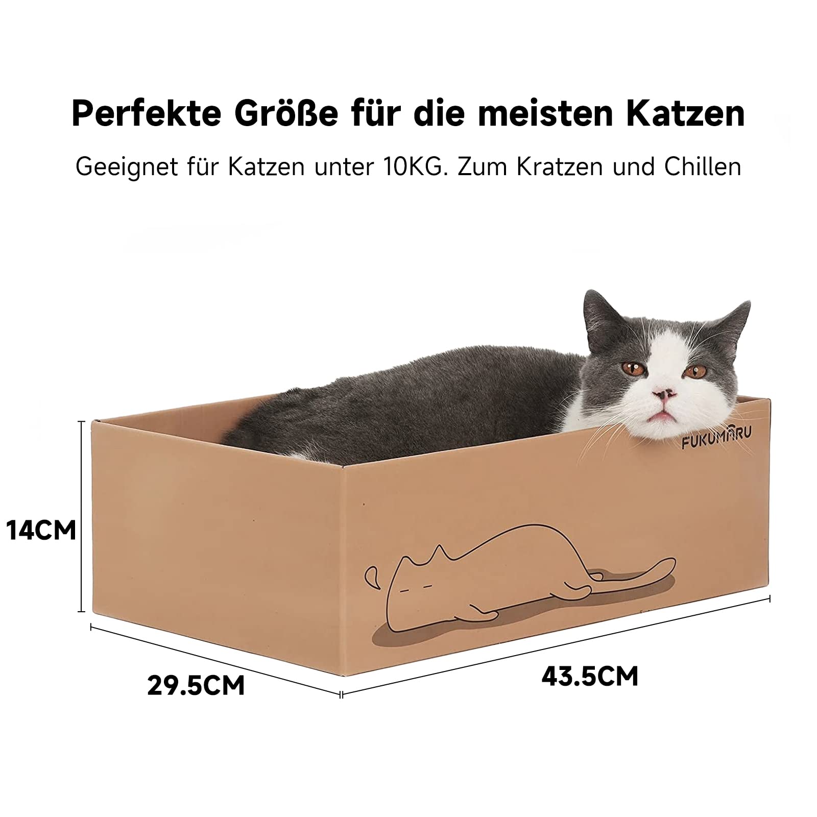 FUKUMARU Kratzbrett Katze, 5er-Set, Katzenkratzbox mit hochwertiger Karton, Doppelseitige Kratzpappe für Katzen, Widerstandsfähig Katzenmöbel, 43.5x29.5x14 cm Groß