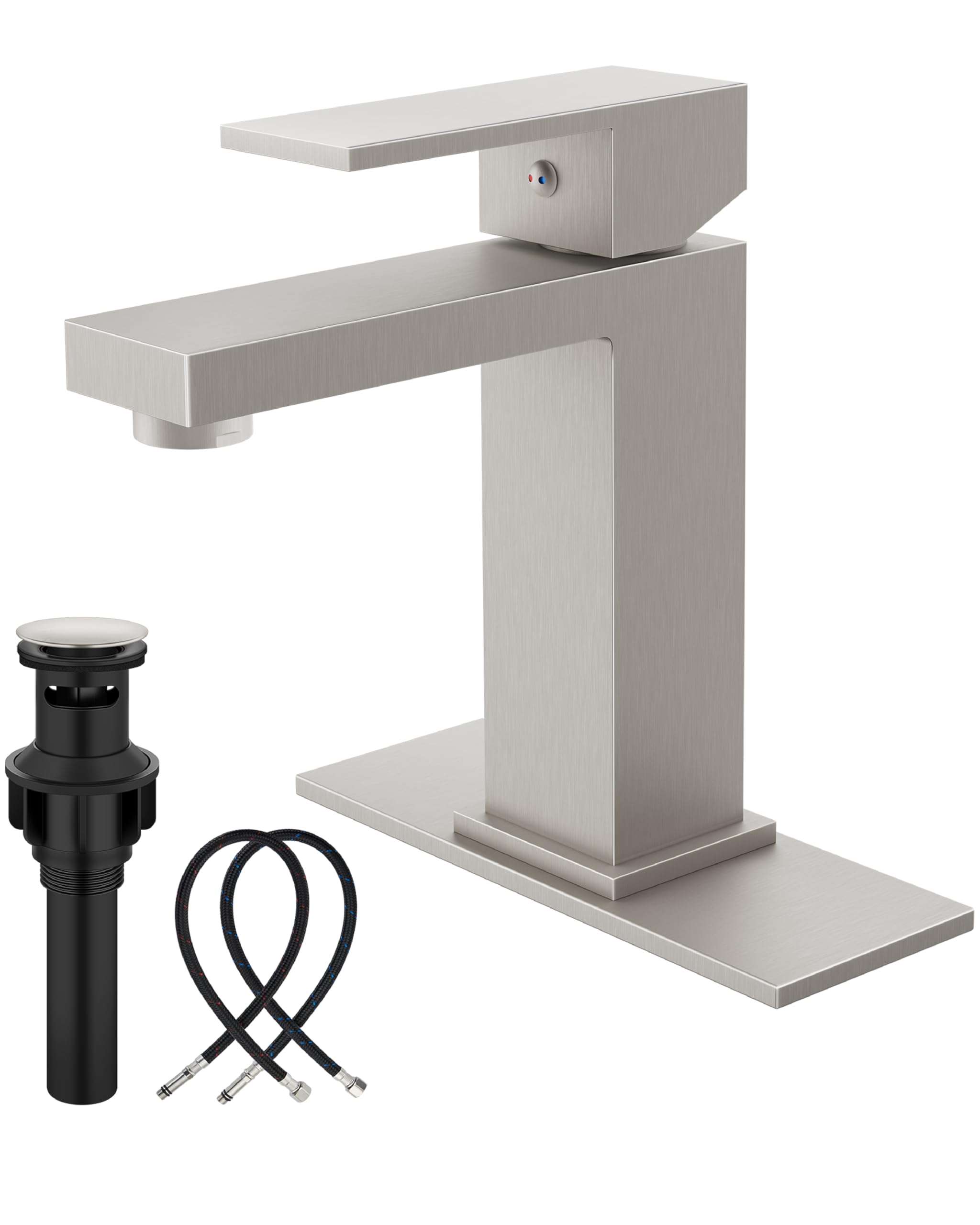 Midanya Bathroom Faucets 1 Hole Single Handle, Brushed Nickel