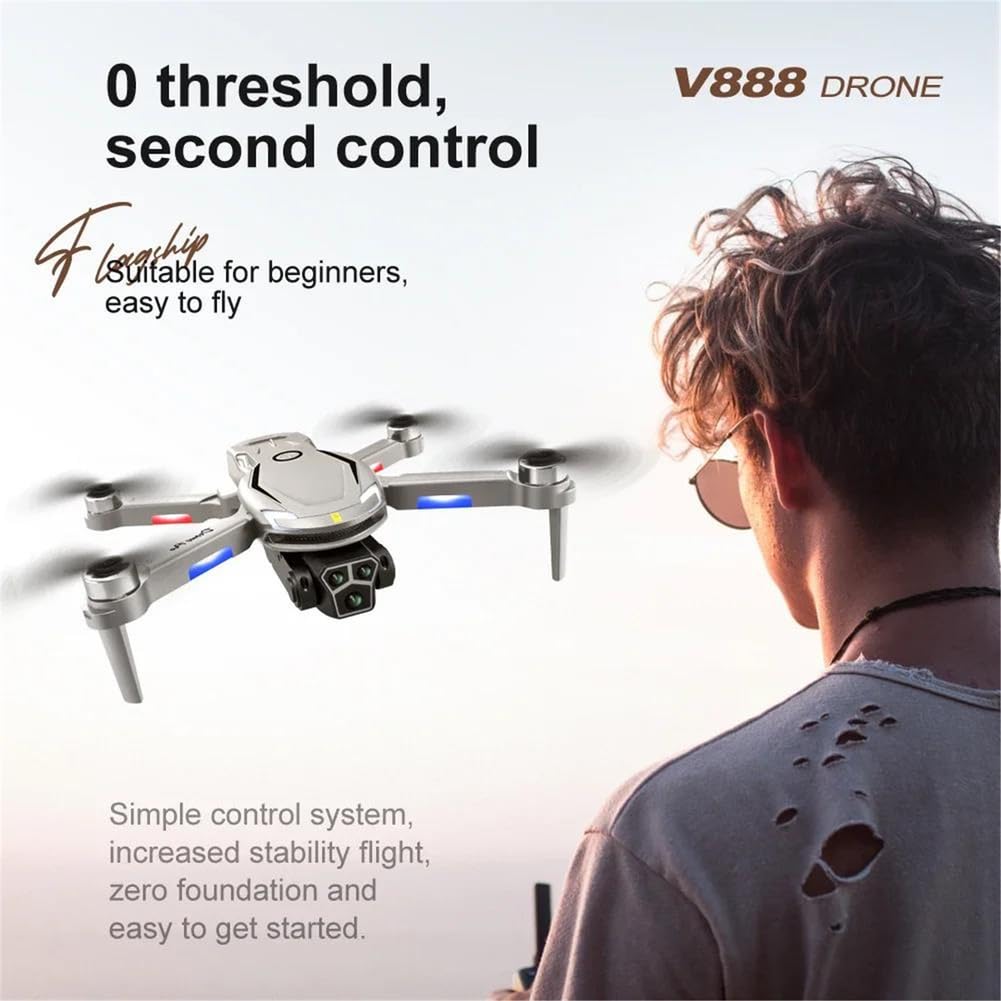 B,Triple battery,v888 drone 8k hd triple camera aerial professional unikanie przeszkód optyczne pozycjonowanie przepływu bezszczotkowy dron quadcopter