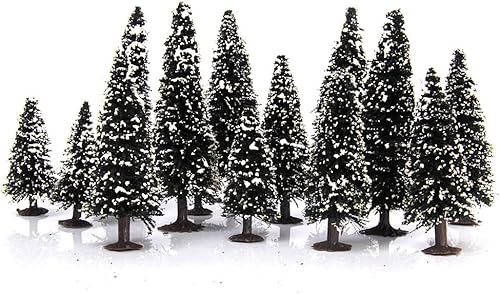 Miniatura 6 de Milageto En caja 15 árboles de cedro W/modelo de nieve tren ferrocarril invierno paisaje escala