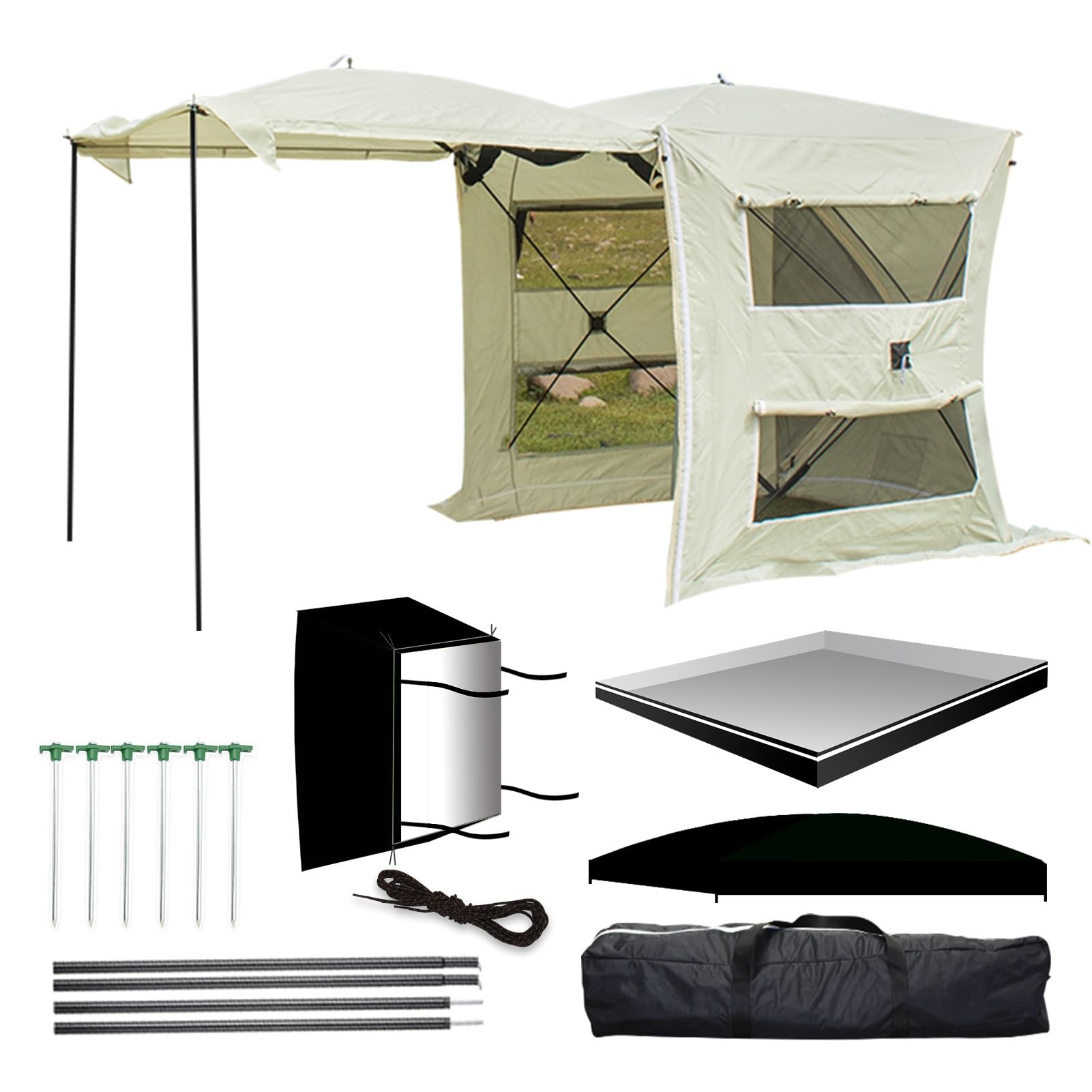 Car Sonnensegel, Auto-Vordach mit Schutz, Wasserdicht, Van Oder Camper, Zelt Freistehend, Camping Bus Auto Heckzelt, Zelt Freistehend, Camping Bus Auto Heckzelt(White,Medium)