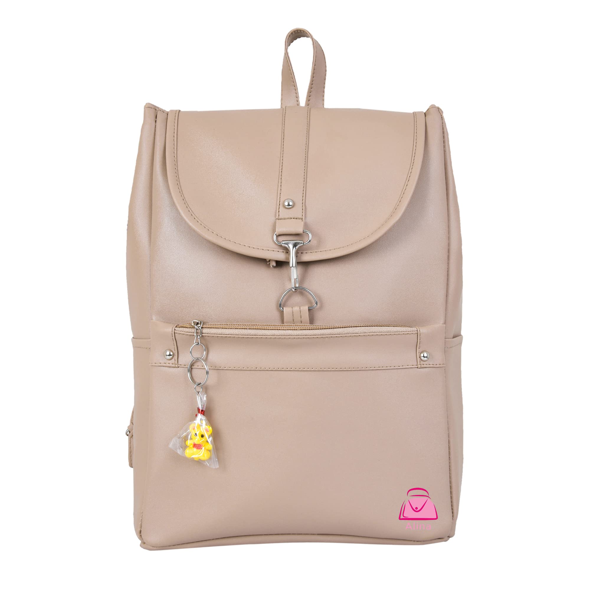 Waterproof Girls PU Leather Backpack/Girls College Bag/Stylish Fashionable & Simple Women Bag. (Grey)-image-44