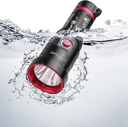WINDFIRE Linterna de buceo, 5000 lúmenes, luz de buceo súper brillante, 3 modos, IPX8 impermeable, linterna subacuática, linterna de buceo
