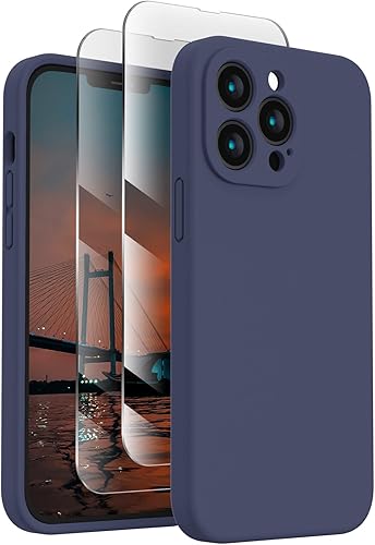 Miniatura 463 de FireNova Funda para iPhone 14 Pro, funda de silicona mejorada [protección de cámara] con [2 protectores de pantalla], forro interior de microfibra