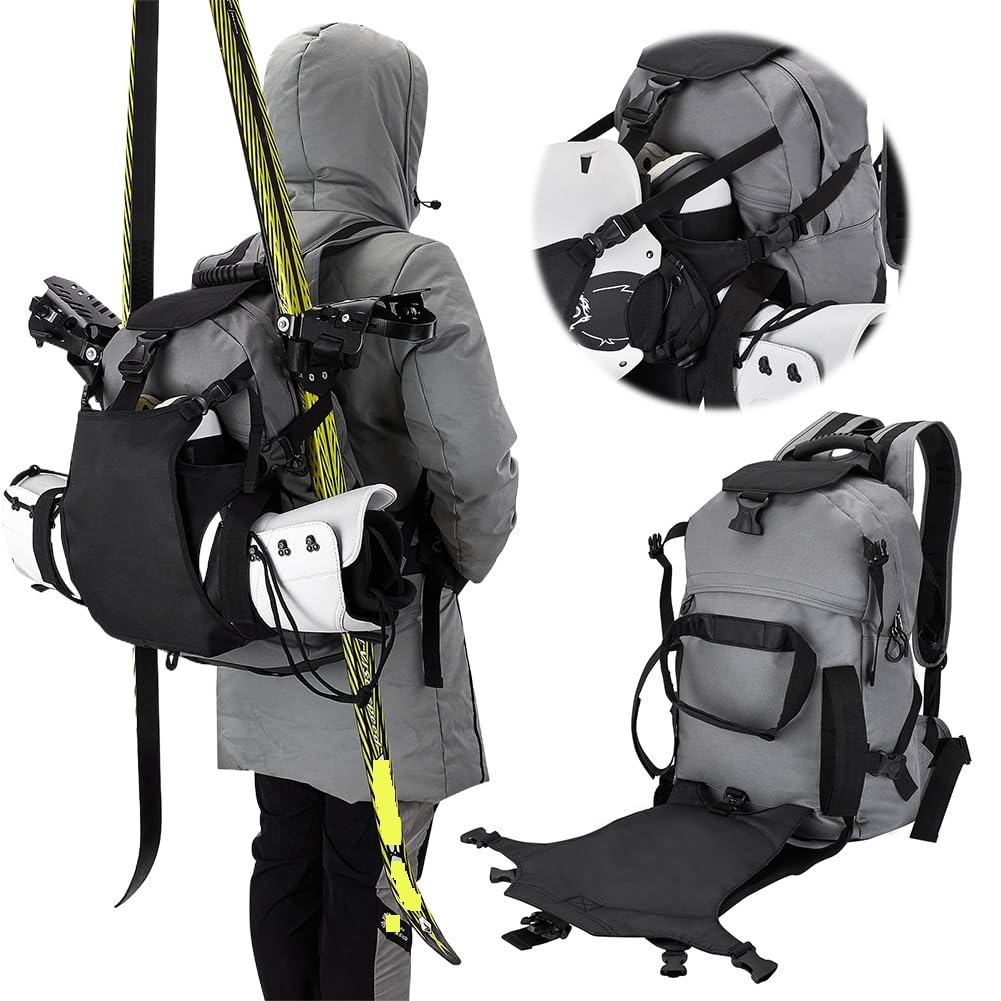Rollerblading-Rucksack, Skischuhrucksack 30L mit verstellbaren Befestigungsgurten, Skating-Rucksack