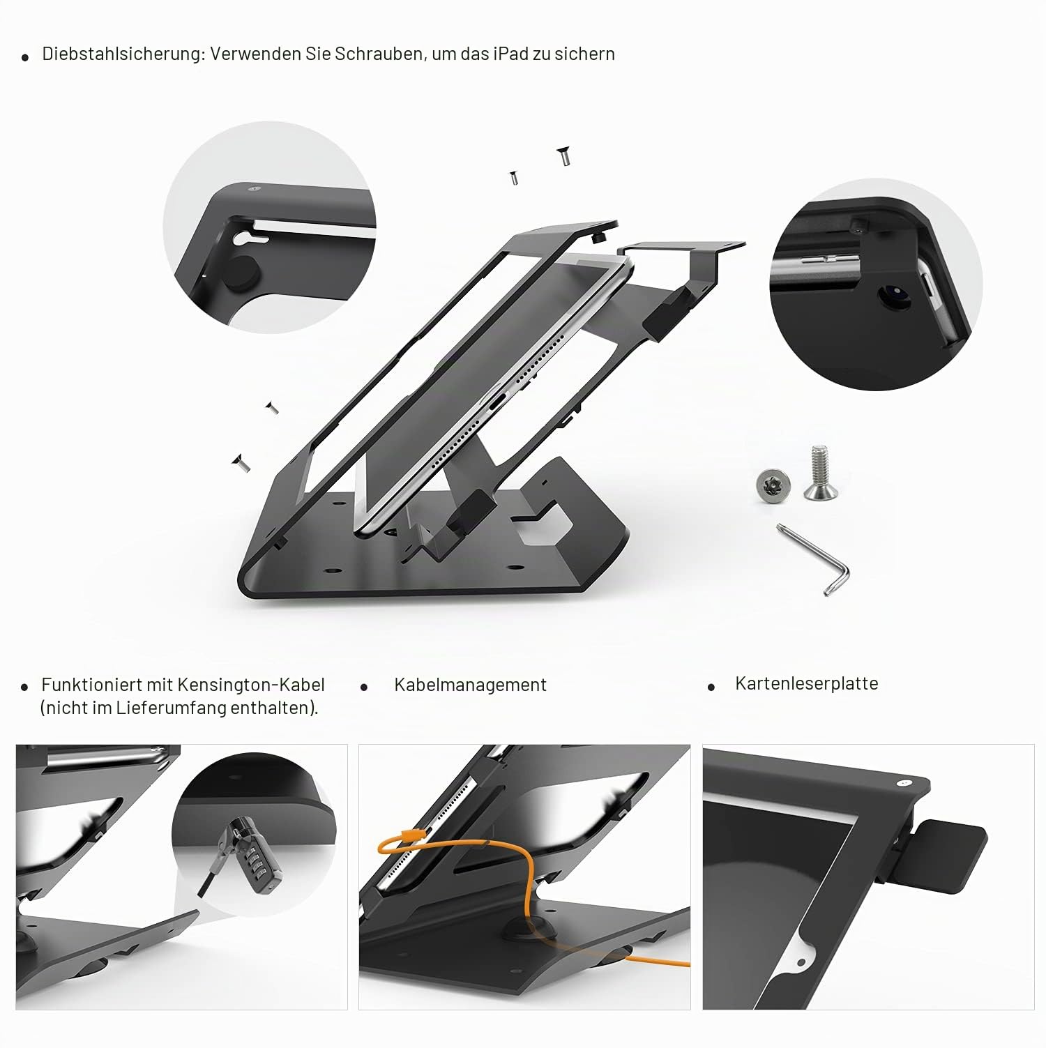 Retail Tablet Ständer Kompatibel Mit 10.2 Zoll iPad 9. 8. 7. Generation, Business Desktop POS Stand, Anti-Diebstahl Kiosk Countertop Halter, 360° Drehbare Basis, Metall, Schwarz