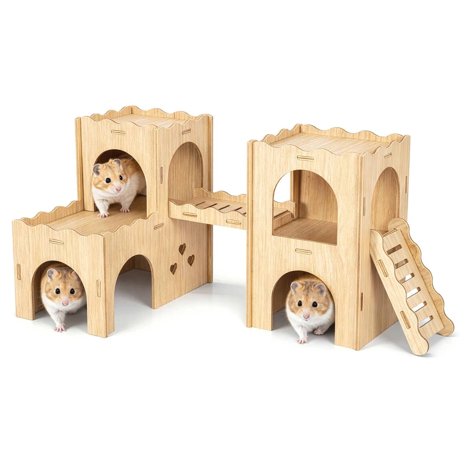 Wooden Hamster House Castle – Space-Saving Guinea Pig Hideout, for Hamster Hideout Habitats Décor hamster house,for Syrian Hamsters Dwarf Hamsters Gerbils Rat (Small House - for Dwarf)