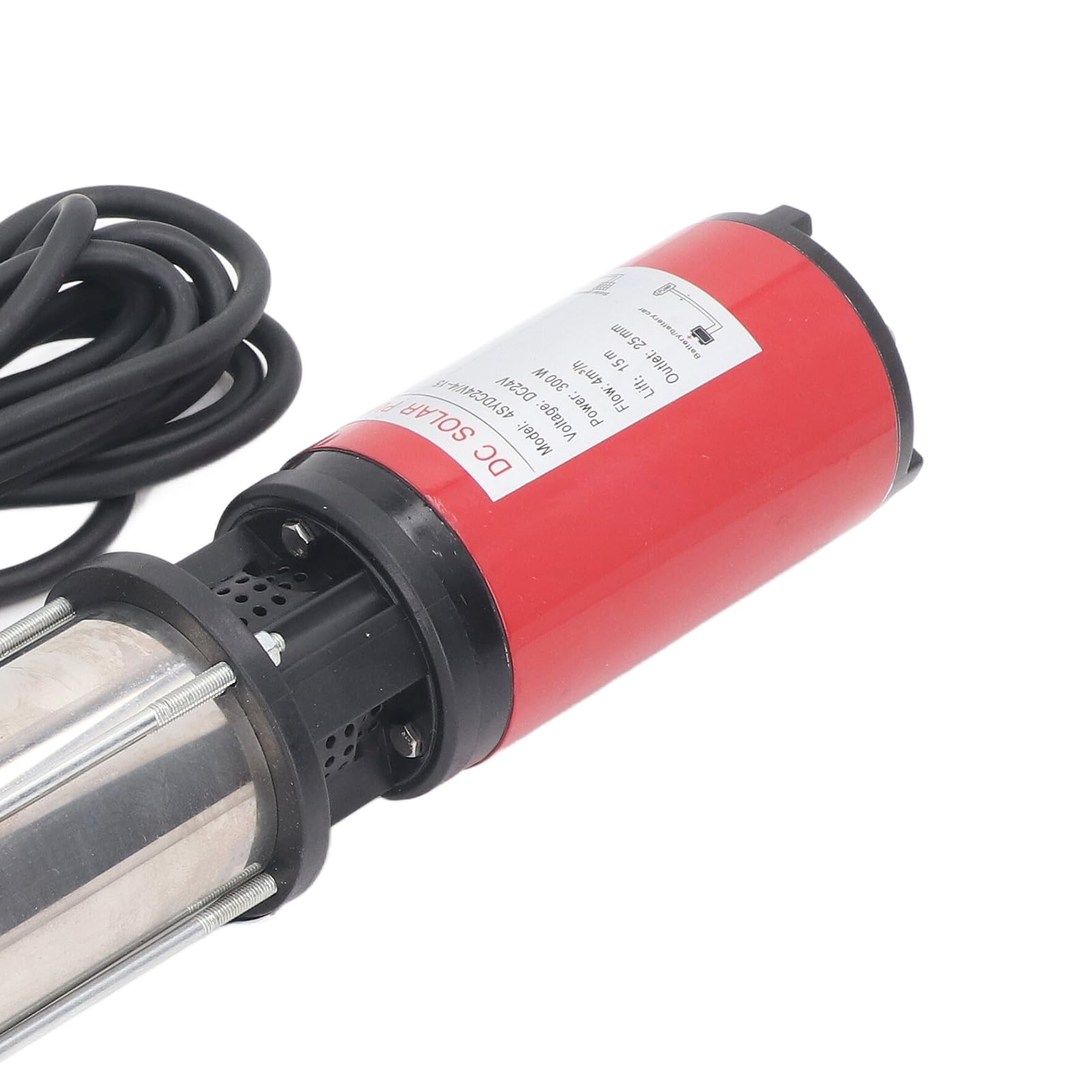 Marhynchus Bomba de Pozo Profundo CC, Bomba de Agua Solar de 24 V, 300 W, Sumergible con Motor de Cobre de Acero Inoxidable, Elevación de 4 M3 H, 15 M, Salida de 1 Pulgada para Hogares, Granjas,
