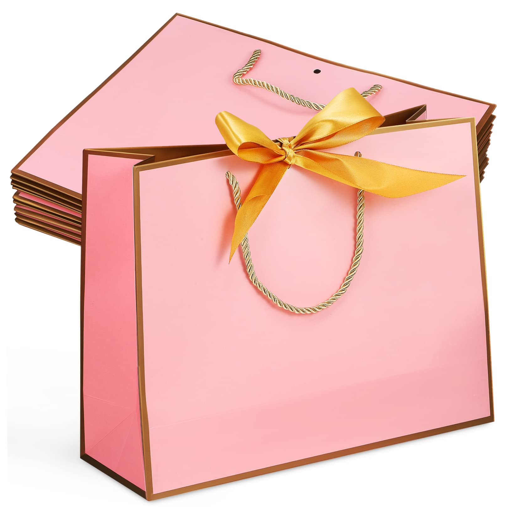 COLLBATH 10 Bolsas Decoradas Con Lazo Y Asas Bolsas De Papel De Gran Capacidad Para De Fiesta Para Envío