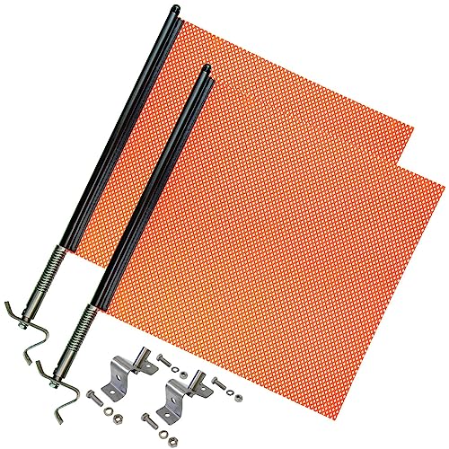 VULCAN Heavy Duty Spring Warning Flag Kit with Universal Mounting Bracket - Mesh Construction - 18 Inch - 2 Pack