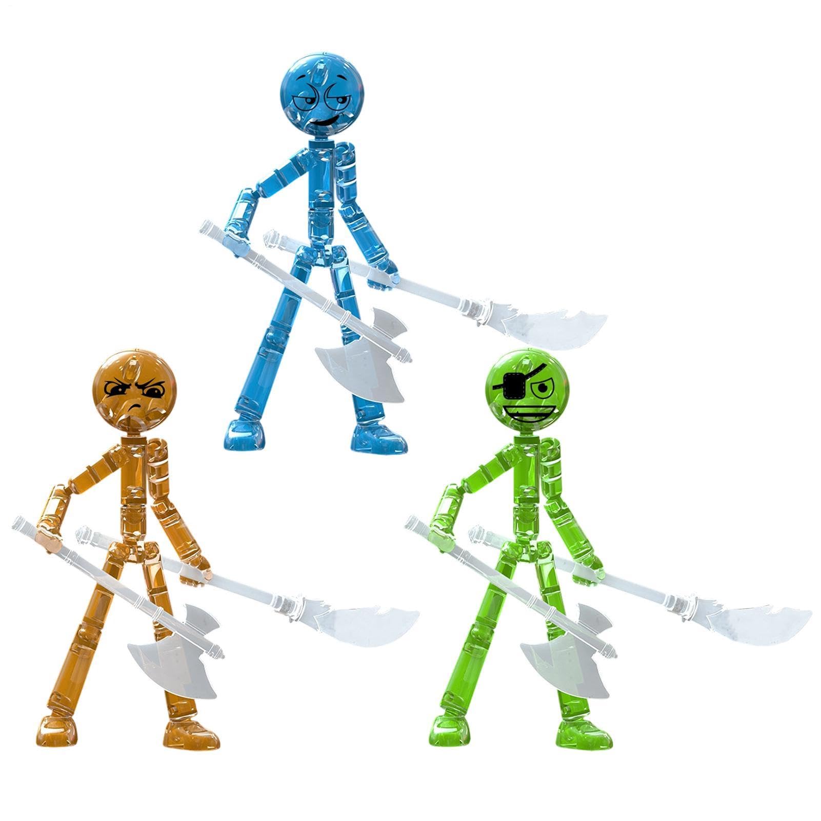 Collectable Action Figure Set, with 6 Weapons Included, 12x18x3cm, Jointed Stick-man Action Figure, Mechanical Doll Set, Fully Articulated Joints, for Kids and Hobbyists