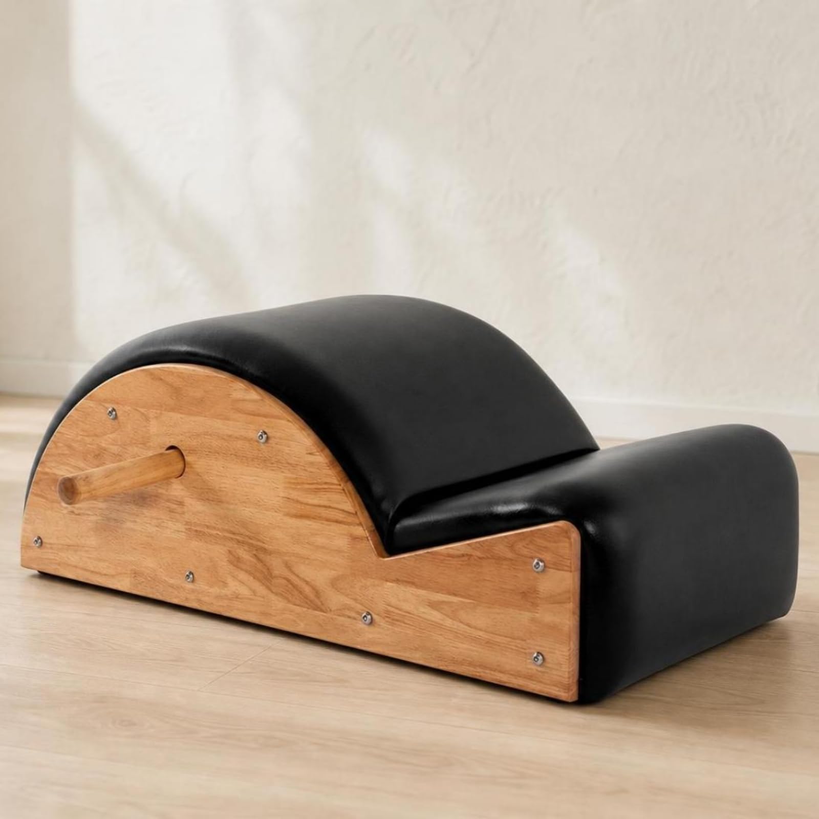 Correttore Posturale Strumento Schiena Manico Arrotondato Rivestimento Pelle PU Struttura Legno Massiccio Sostenuto da Fissaggi Metallici Adatto per
