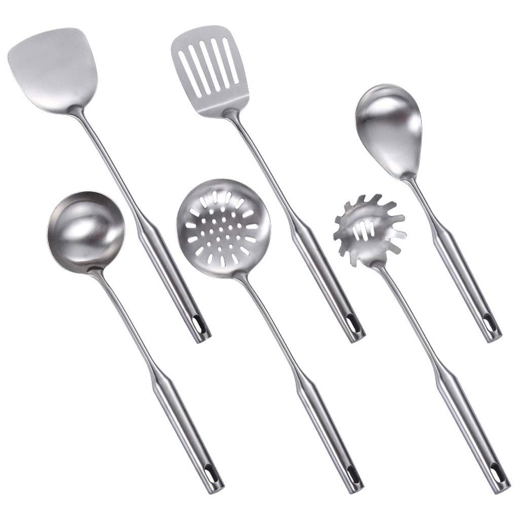 IUokLU Cooking Tools Cookware Cooking 304 Stainless Steel Cooking Tools Set Colander Spatula Shovel Spoon Kitchenware Gadgets 6PCS Kitchen Accessories Set