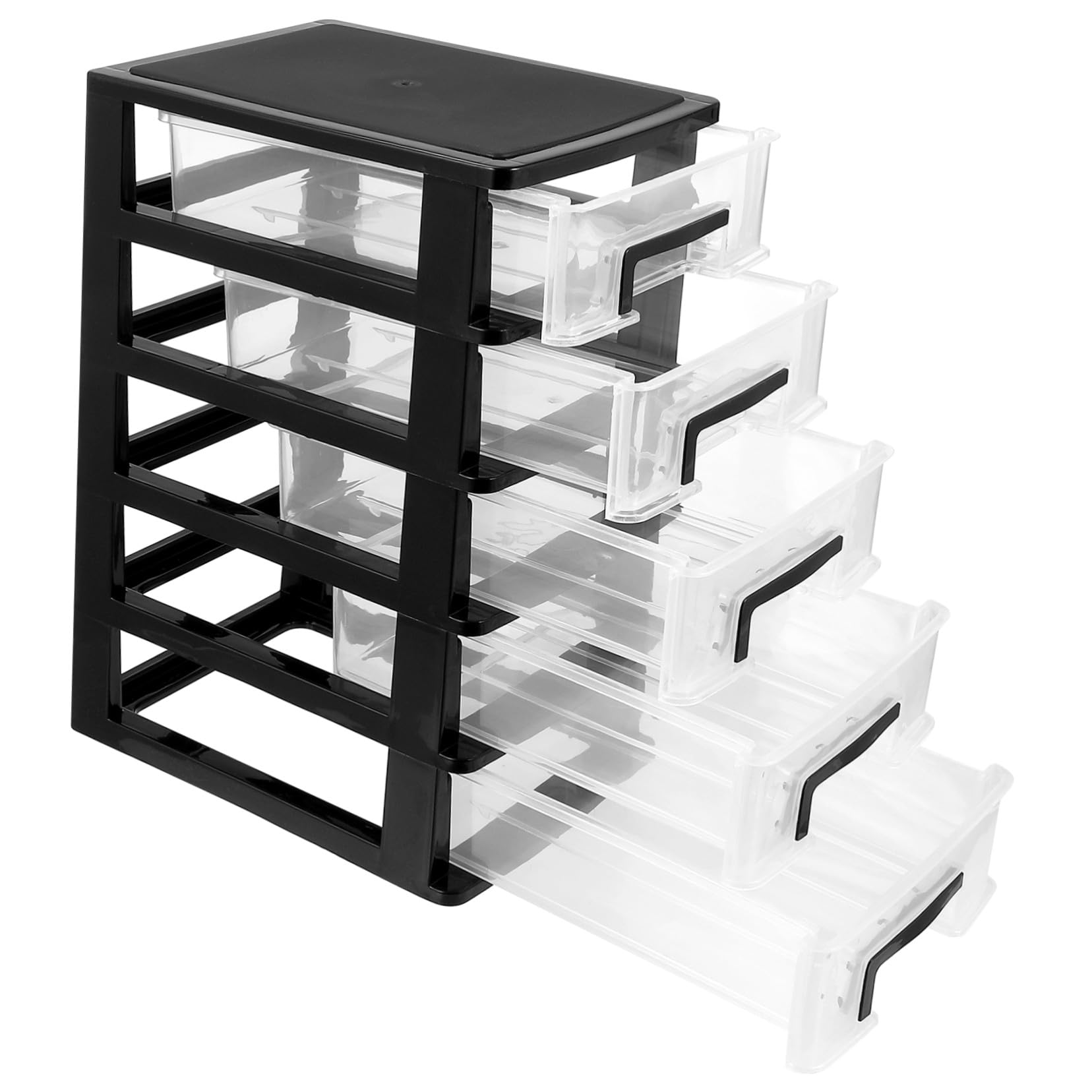 INOOMP Cassettiera da Tavolo con Cassetti, Organizer in Plastica Trasparente per Cosmetici e Piccoli Accessori, Grande Capacità per Scrivania e Armadio