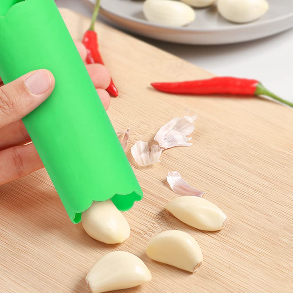 Lot De 5 Éplucheurs D'Ail En Silicone - Rouleaux Éplucheurs Légumes Couleurs (Rouge Jaune Vert Bleu Noir)