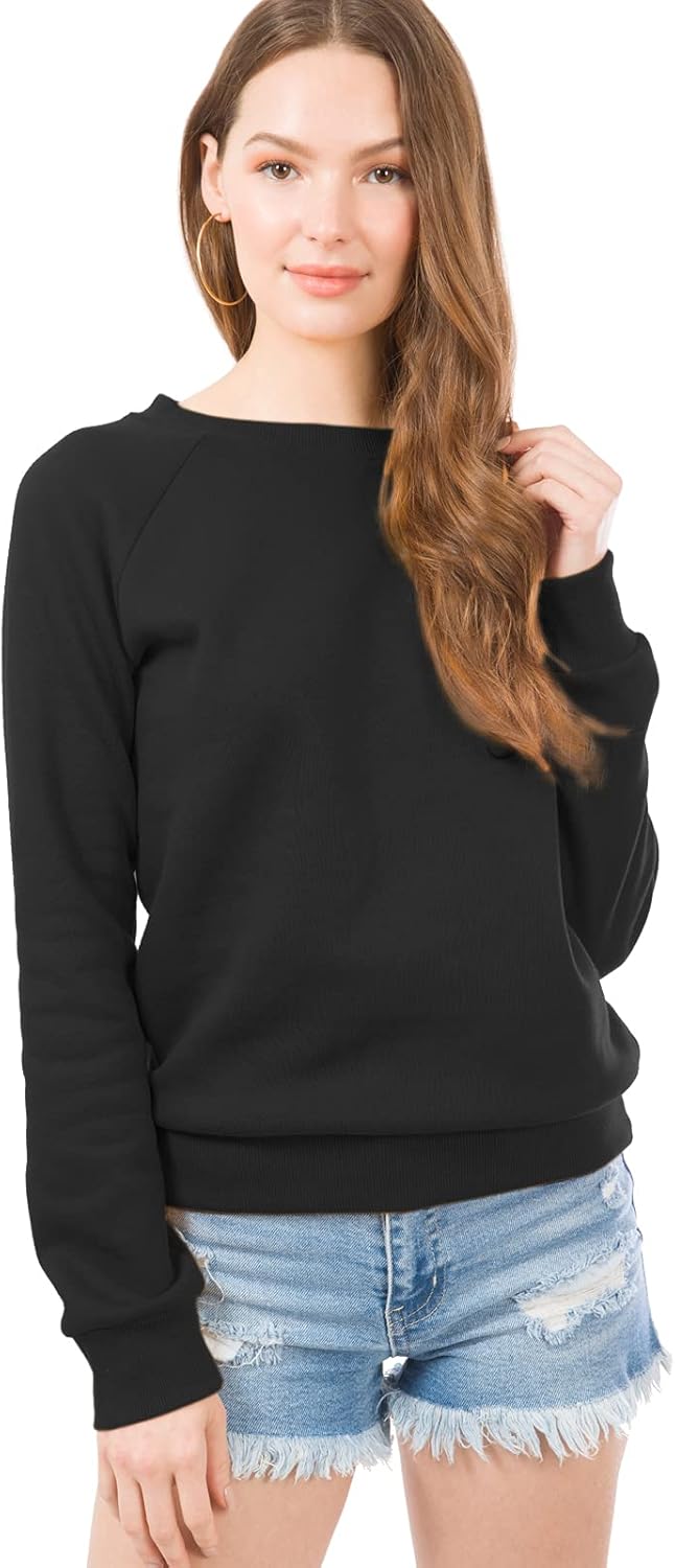 Design by Olivia Women's Basic Soft & Comfortable Pullover Fleece Crewneck Sweatshirt Fall Outfits