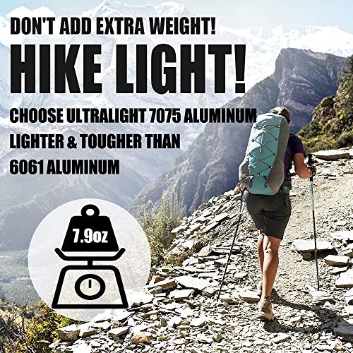 KINGGEAR Trekking Poles, Collapsible Adjustable Walking Sticks, Lightweight 7075 Aluminum, Quick Flip Lock, Anti-Sweat Cork, Tungsten Tips for Hiking, Nordic Walking and Cross Trekking(White) - Thumbnail 6