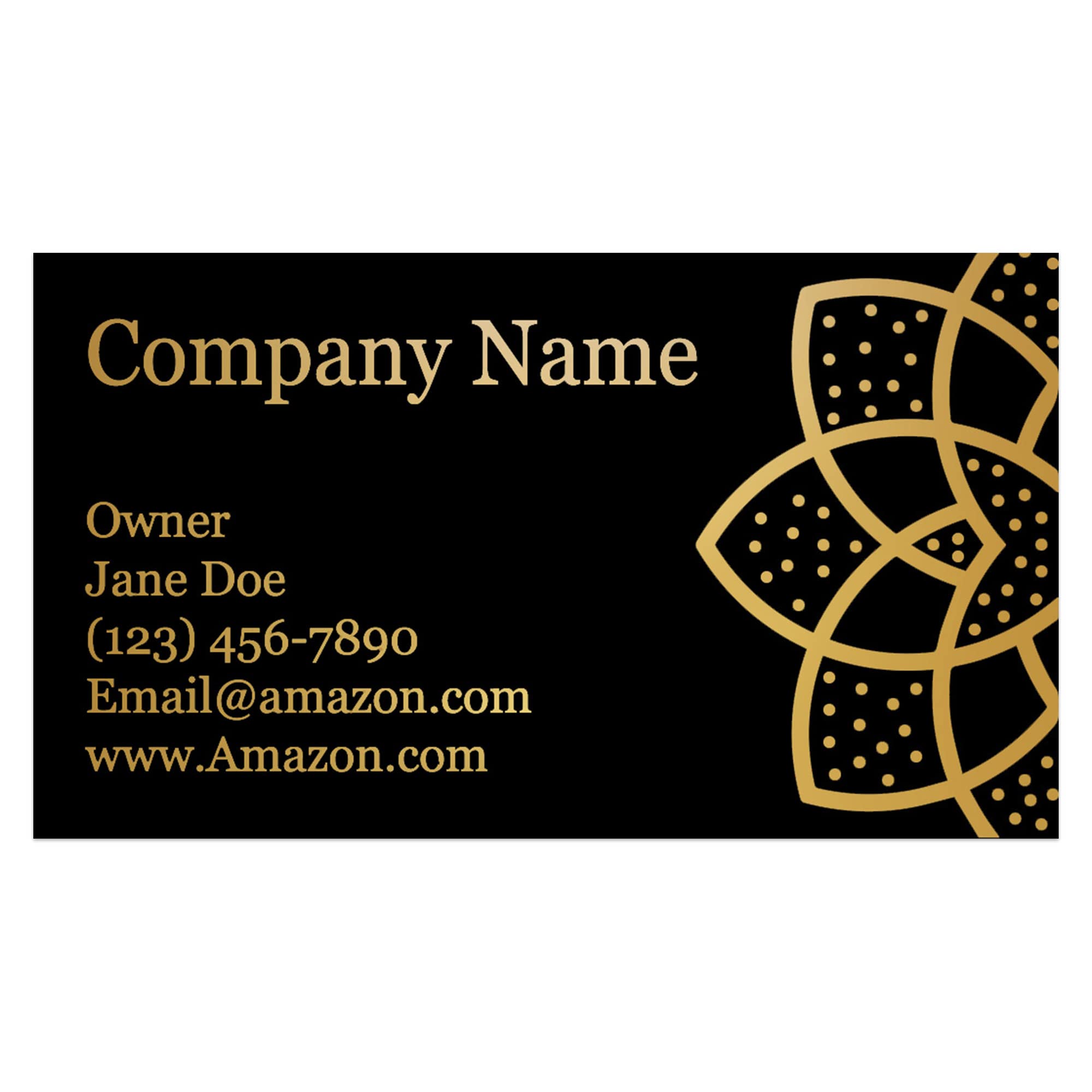 Personalized Black Business Cards With Gold Foil - 100 Pack, 3.5" x 2", 14 PT Thick Sturdy Cards - Unique Shiny Design - Made in the U.S.A. (Gold