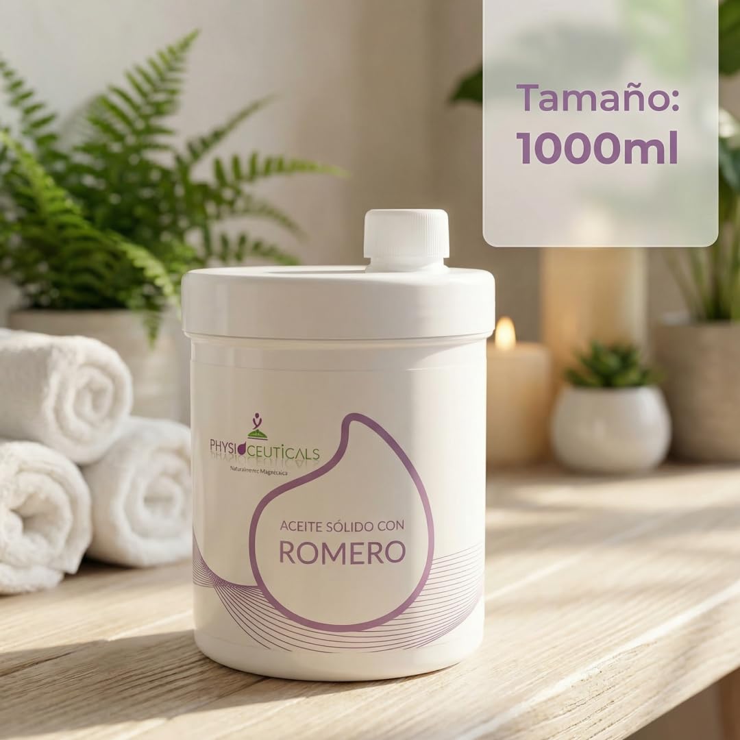 PHYSIOCEUTICALS - Aceite Sólido con Romero para Masaje 1000ml - Relajación Profesional para Fisioterapia y Quiromasaje - Se Funde al Contacto con la Piel