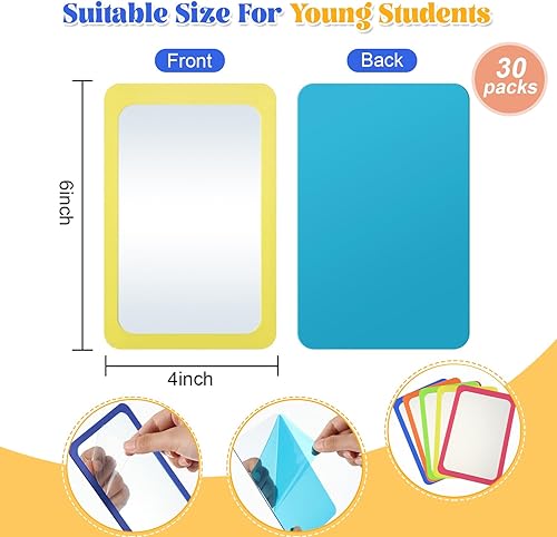 Miniatura 2 de 30 espejos pequeños para manualidades, preescolar, a prueba de roturas, espejo de plástico para niños, de 6 x 4 pulgadas, esquinas redondas,