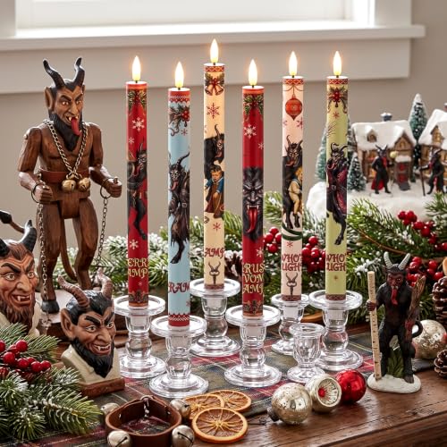 Image of Aurelema 6pcs Krampus Flameless LED Taper Candles Remote Control Decor Gift