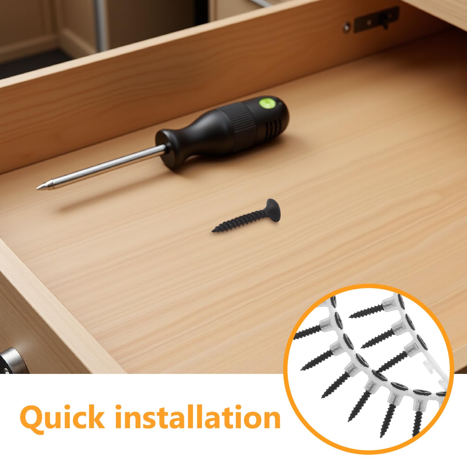 COLLBATH 1000 Stück Selbstbohrende Trockenbauschrauben M35X25mm mit Kunststoff Kettenband Vibrationsbeständige Wandbefestigungsschrauben für Gipskarton Regale und Wohnmobil Innenraum