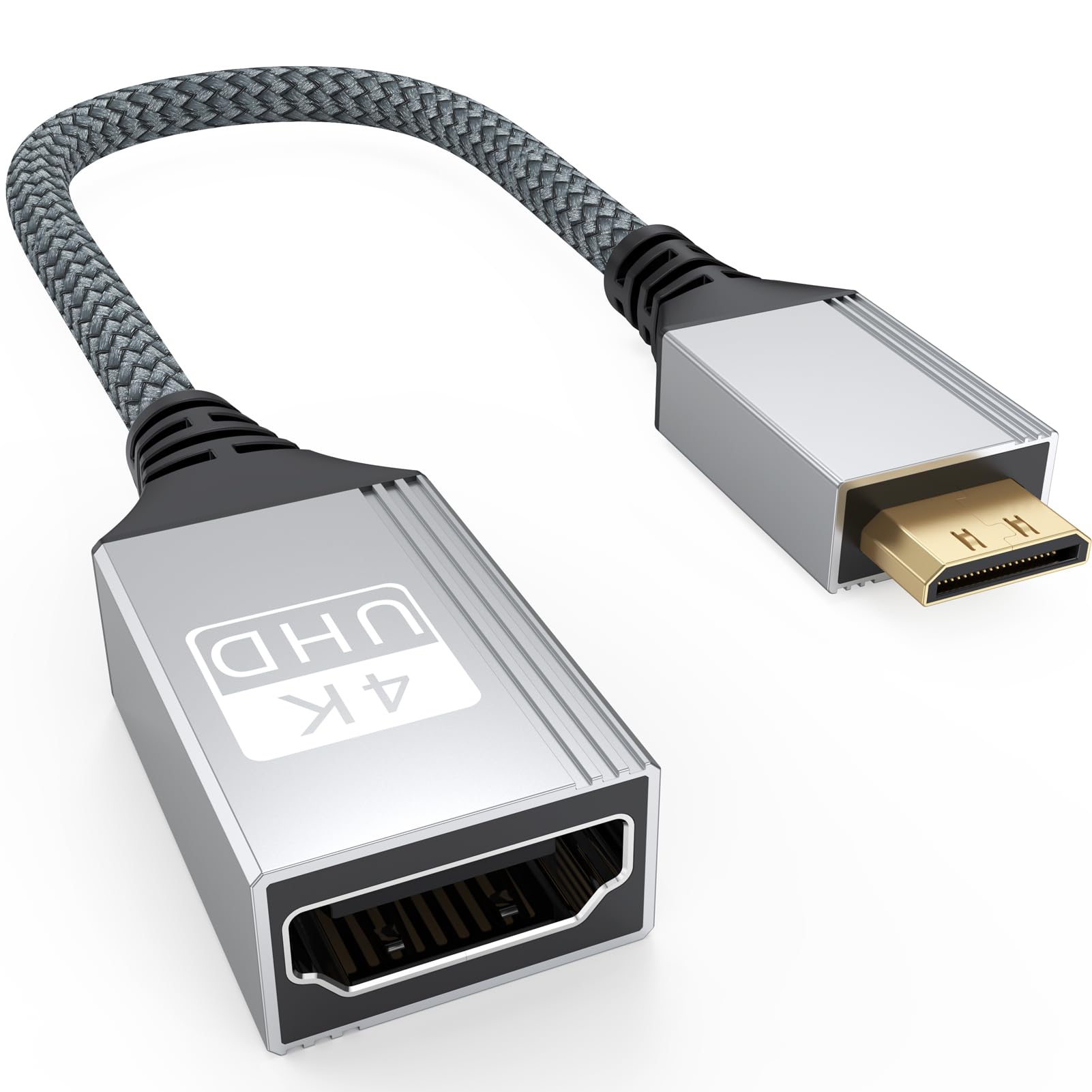 CLAVOOP Mini HDMI to HDMI Adapter CM019 (Grey, 1 Pack)