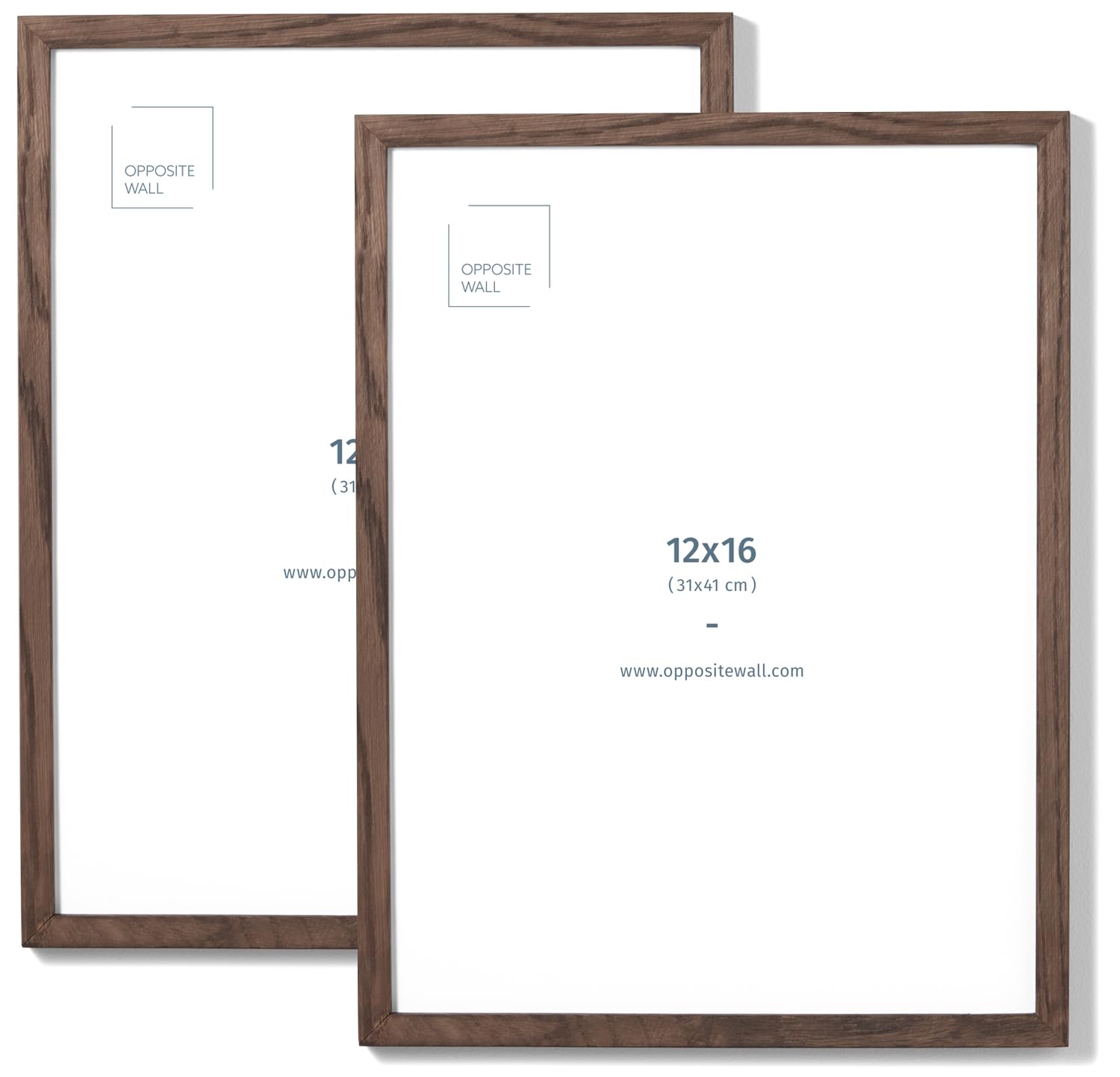 Opposite Wall - 12x16 in - Dark Solid Oak Wood Picture Frame - Lightweight, Versatile & Shatterproof - Wall Hanging Poster or Photo Frame - Wall Decor for Office, Gallery & Home - 2 Pack